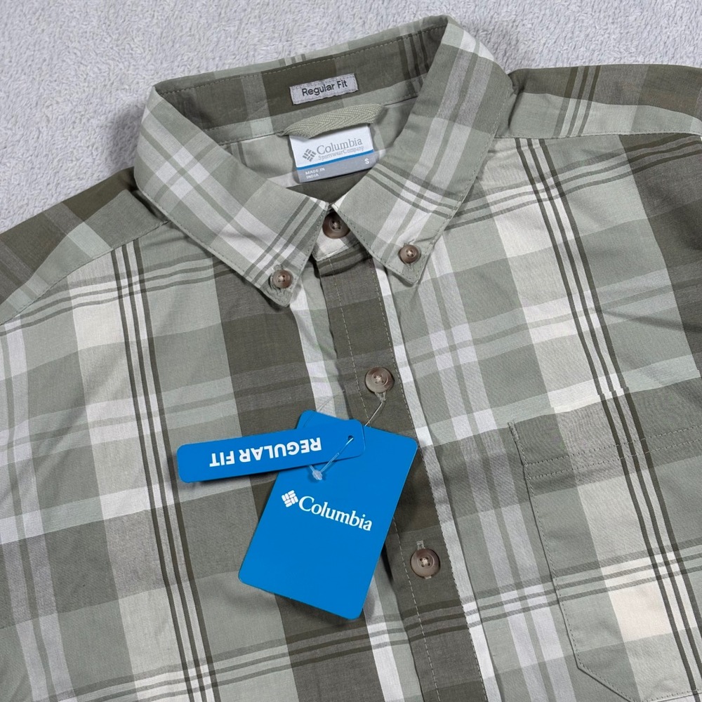 Columbia Rapid Rivers II Short Sleeve Plaid Shirt Green Mens Gorpcore Small